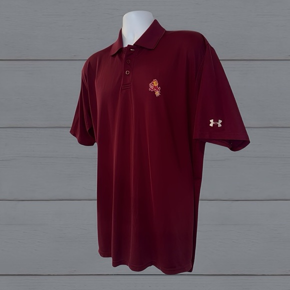 Under Armour Arizona State Sun Devils Polo Shirt Men’s Size - Medium Maroon - Picture 1 of 12